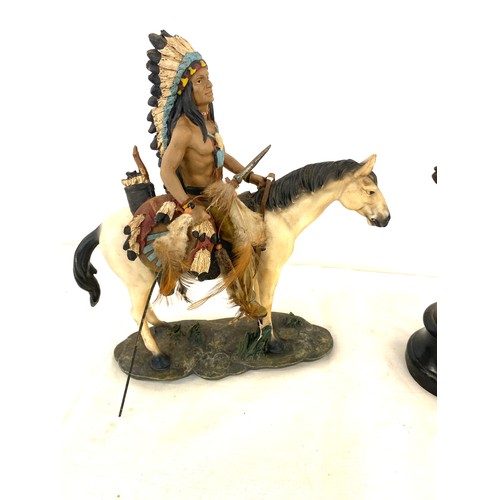 157 - Native American on horse, approximate height 11.5 inches, metal statue approximately 12 inches