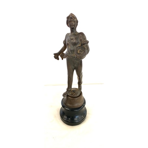 157 - Native American on horse, approximate height 11.5 inches, metal statue approximately 12 inches