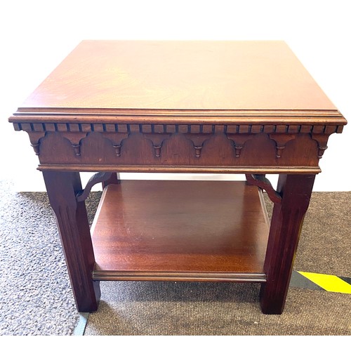 406 - Square mahogany occasional table, measures approx 16