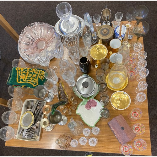 309 - Assortment of glassware, ornaments, cutlery etc