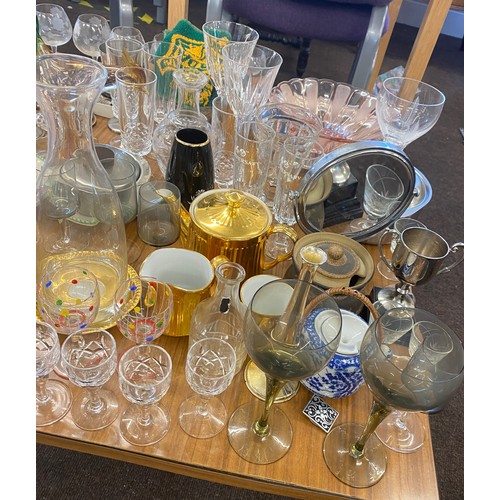 309 - Assortment of glassware, ornaments, cutlery etc