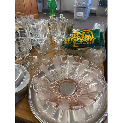 309 - Assortment of glassware, ornaments, cutlery etc