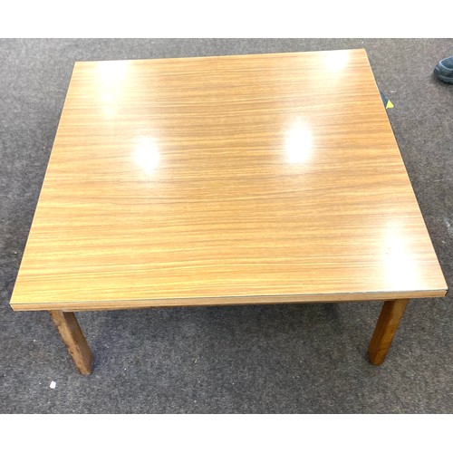 405 - Vintage teak Formica coffee table, good overall condtion, measures 31 inches square by Height 14 inc... 