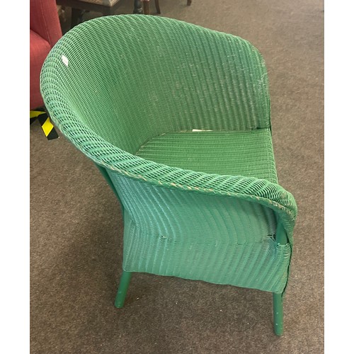 421 - Lloyd loom wicker green chair