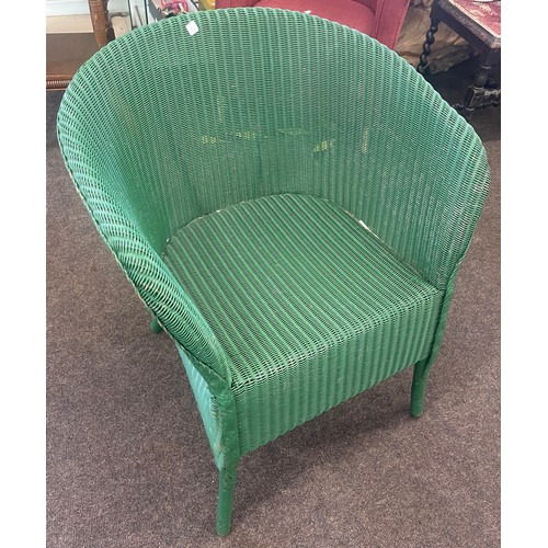 421 - Lloyd loom wicker green chair