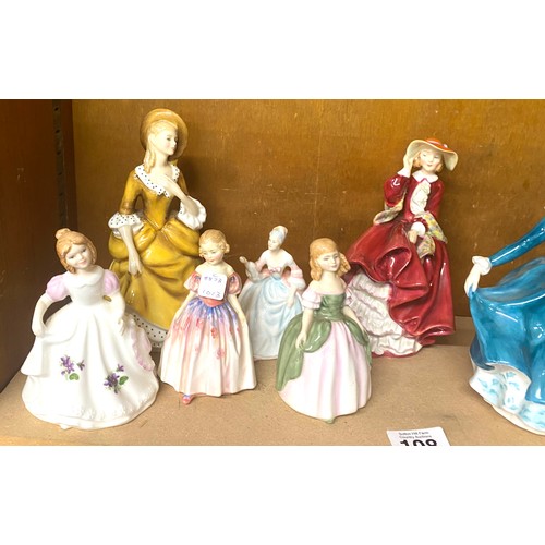 108 - Selection of porcelain ladies to include Royal Doulton etc