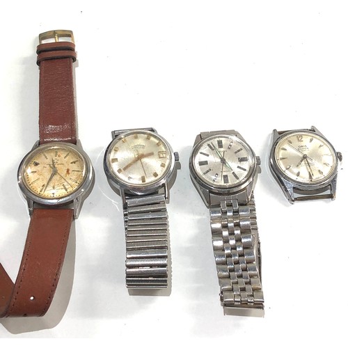 4 Vintage gents wrist watches includes eterna matic citizen