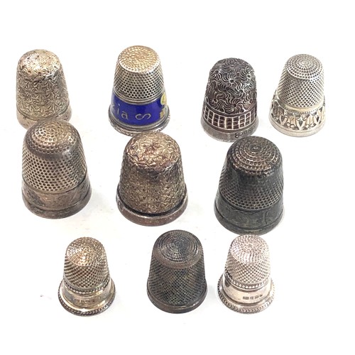 10 antique silver thimbles