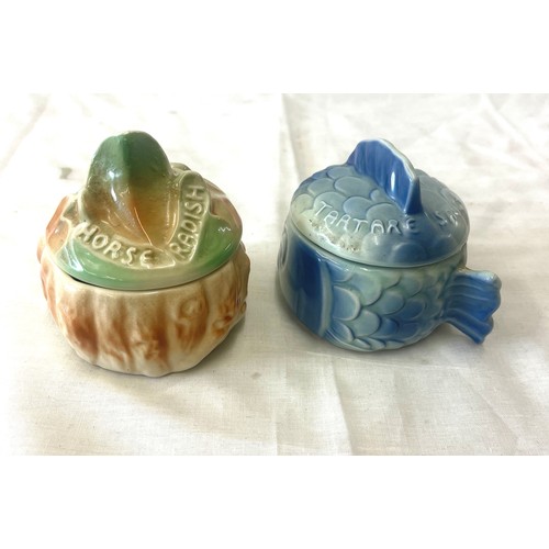 1 - Vintage Sylvac Horseradish face pot. No. 5048, Sylvac Tartare sauce dish no 4915 both in good overal... 