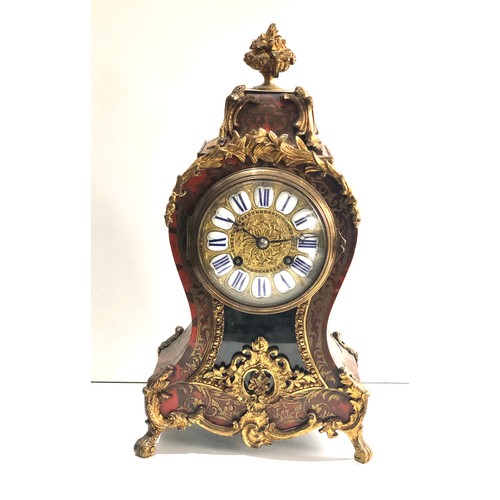 549 - A Fine quality red tortoiseshell and cut brass french Boulle clock by japy Freres & Co  with gilt br... 