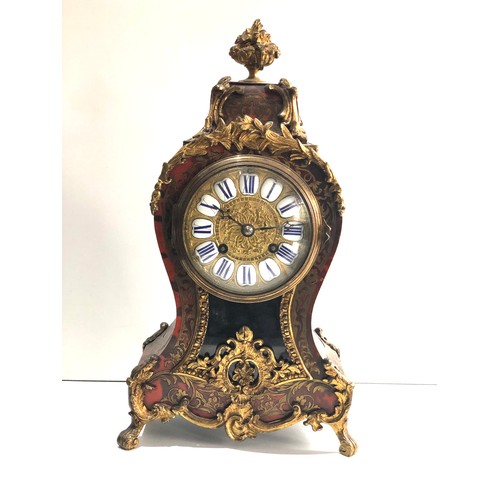 549 - A Fine quality red tortoiseshell and cut brass french Boulle clock by japy Freres & Co  with gilt br... 