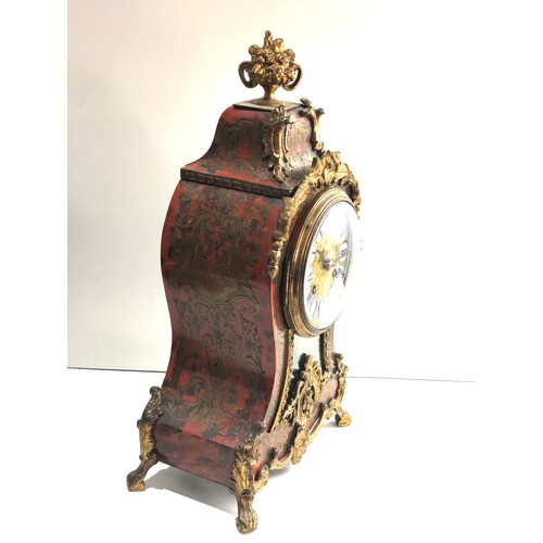 549 - A Fine quality red tortoiseshell and cut brass french Boulle clock by japy Freres & Co  with gilt br... 
