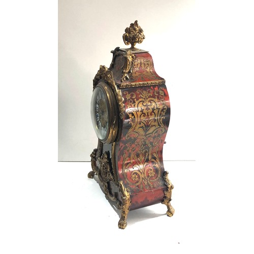 549 - A Fine quality red tortoiseshell and cut brass french Boulle clock by japy Freres & Co  with gilt br... 