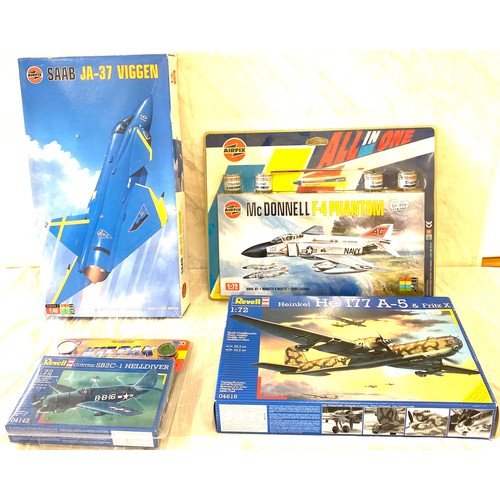 98 - Selection of aircraft models in original boxes, Airfix Saab JA-37 Viggin, Airfix McDonnell, Revell H... 