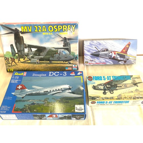 87 - Selection of 4 boxed model air crafts includes,Osprey MV 22A, Mirage F.1C Normadie-Nuemen, Revell Do... 