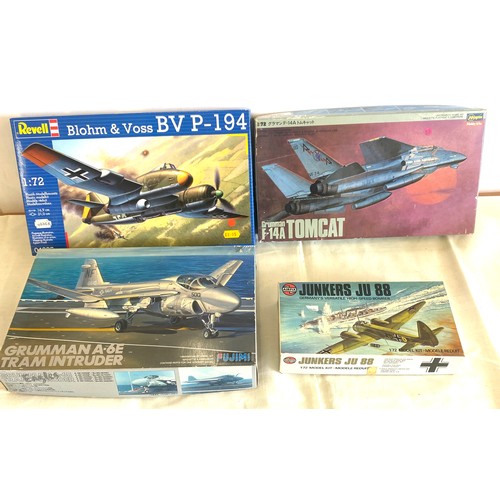 108 - Selection of 4 boxed model air crafts includes, Grumman A-6E Tram, Grumman F-14A Tomcat, Revell Bloh... 