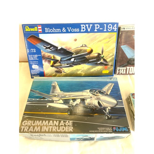 108 - Selection of 4 boxed model air crafts includes, Grumman A-6E Tram, Grumman F-14A Tomcat, Revell Bloh... 