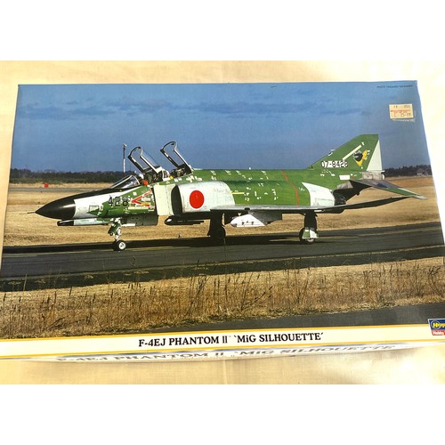81 - 2 boxed craft models, Hasegawa F-4Ej Phantom II 'mig silhouette', Revell Sikorsky CH-54 a Skycrane
