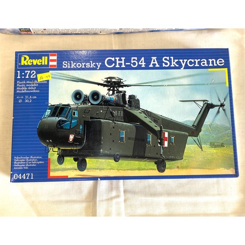 81 - 2 boxed craft models, Hasegawa F-4Ej Phantom II 'mig silhouette', Revell Sikorsky CH-54 a Skycrane