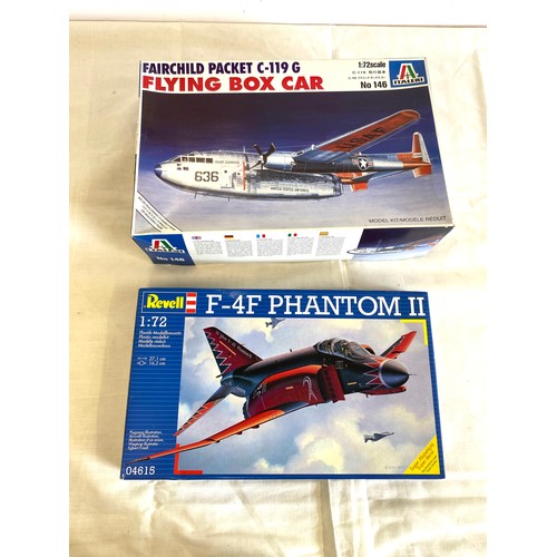 69 - 2 boxed craft models, Fairchild packet c-119G Flying box car, Revell F-4f Phantom 04615