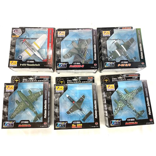 74 - Selection of 6 Easy Models WWII Aircraft series models includes, P.47D, He.162, Me2624-2a etc