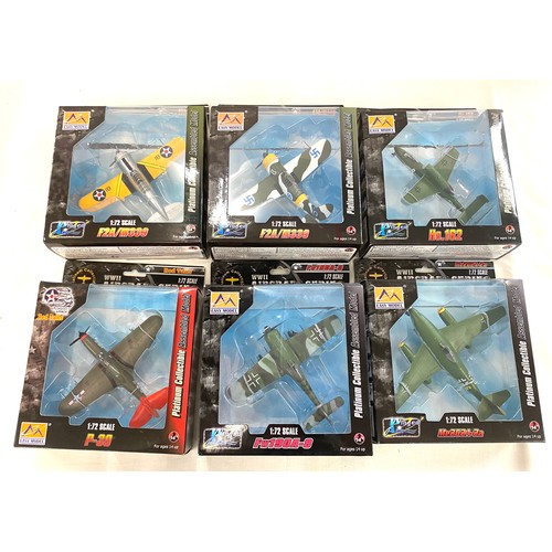 76 - Selection of 6 Easy Models WWII Aircraft series models includes, P-39, F2a/m339 etc