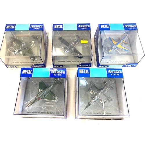 94 - 5 Armour metal air craft models includes, a4 EF Skyhawk, JU 87 Stuka, Alpha Jet Leftwaffe etc