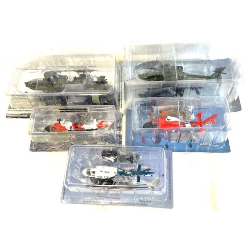 79 - Selection of 5 Amercom Helicopter models includes, Boeing AH-64D, Boeing AH-64a, Eurocopter HH-65c D... 