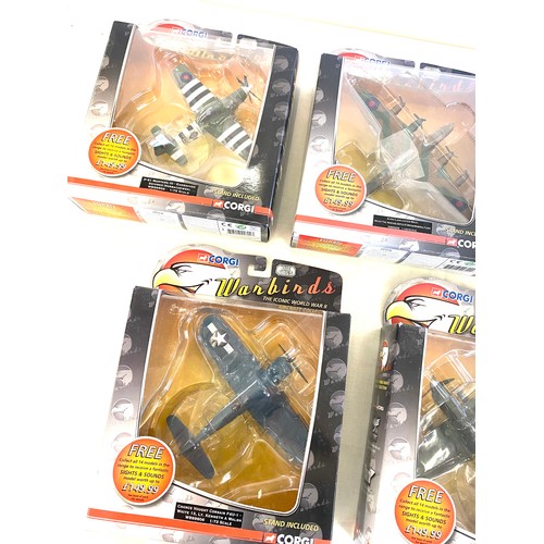 77 - 5 Boxed Corgi Warbirds series 1 aircraft models includes f4u-1, p-51 Mustang, Chance Vought Corsair,... 