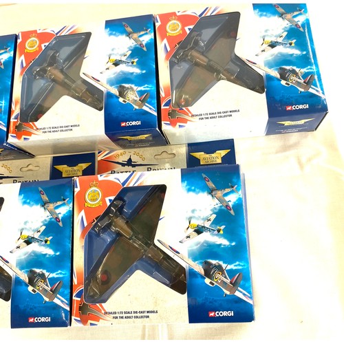 71 - Selection of 5 Boxed Corgi battle of britain air craft model 49101 Hawker hurricane MKI 85 Sqd Raf -... 
