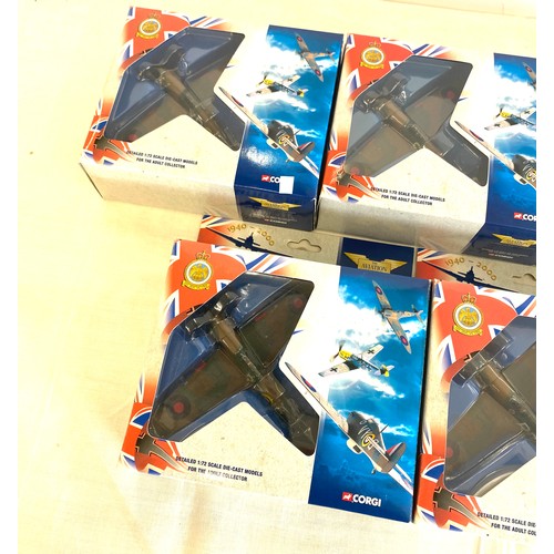 71 - Selection of 5 Boxed Corgi battle of britain air craft model 49101 Hawker hurricane MKI 85 Sqd Raf -... 