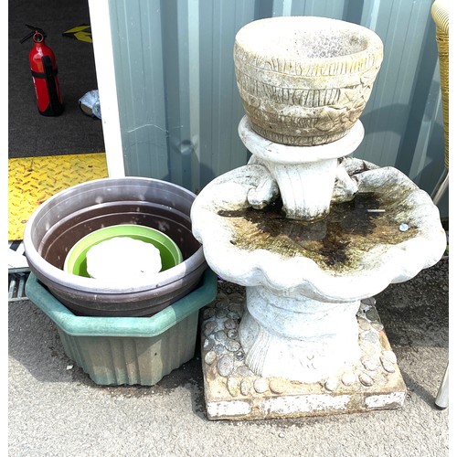 100I - Selection of garden ornament pots etc