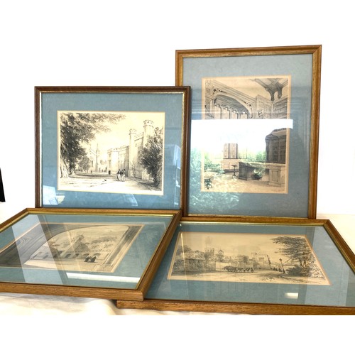 97 - 4 Lithographs of rugby school bt C.W radclyffe and a pencil drawing