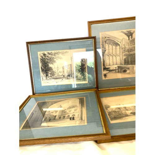 97 - 4 Lithographs of rugby school bt C.W radclyffe and a pencil drawing