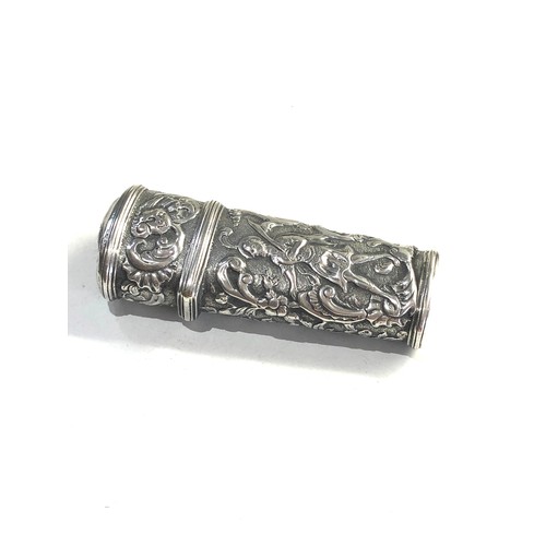 28 - Fine antique silver etui decorative embossed silver case fitted interior please see images for detai... 