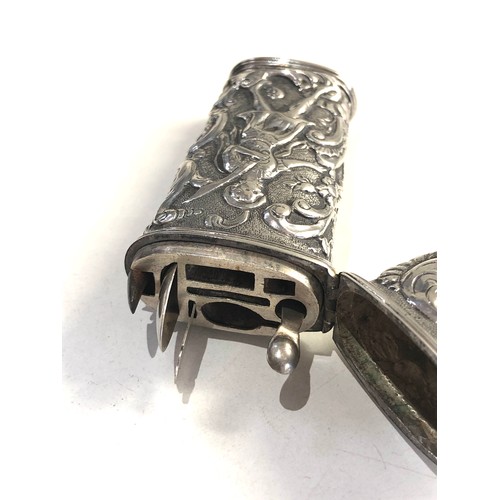 28 - Fine antique silver etui decorative embossed silver case fitted interior please see images for detai... 