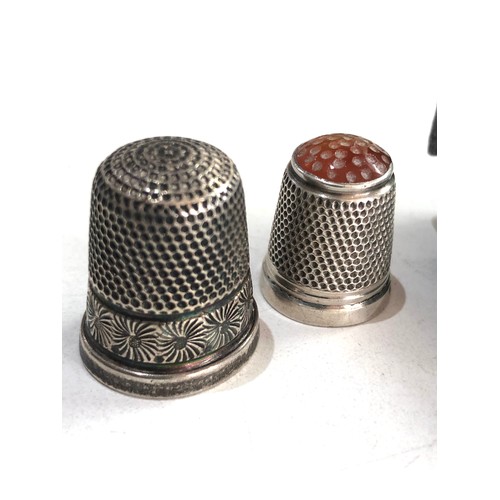 18 - 3 antique silver thimbles 1 boxed