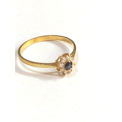 308 - 18ct gold sapphire & cz cluster ring 1.5g