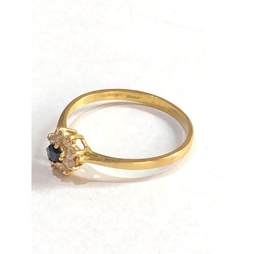 308 - 18ct gold sapphire & cz cluster ring 1.5g