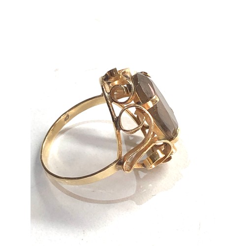 346 - 14ct gold modernist smoky quartz cocktail ring 3.5g