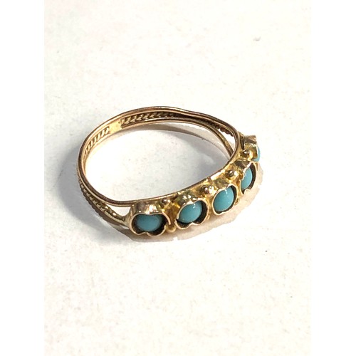 373 - 15ct gold  single row turquoise ring (1.3g)