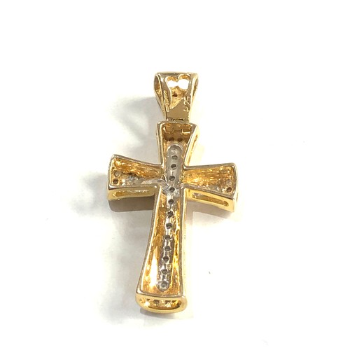 355 - 9ct gold diamond cross pendant (3.6g) measures approx 3.5cm by 1.7cm wide