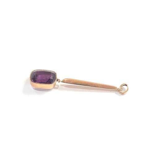 451 - 9ct gold vintage amethyst drop pendant (1.9g)