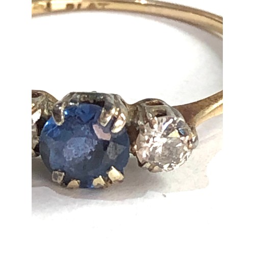 293 - 18ct gold & platinum sapphire & diamond ring (1.7g) left side stone is not a diamond has been replac... 