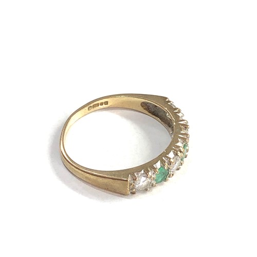 349 - 9ct gold vintage emerald & cz half eternity ring (2.3g)