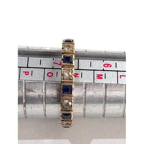 333 - 9ct gold vintage eternity ring with sapphires (2.5g)