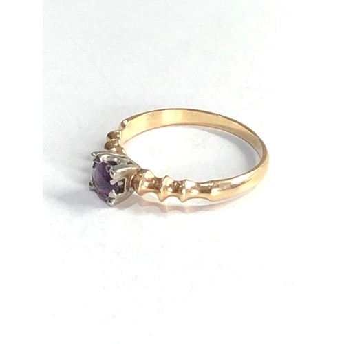 434 - 14ct gold amethyst solitaire ring (2g)