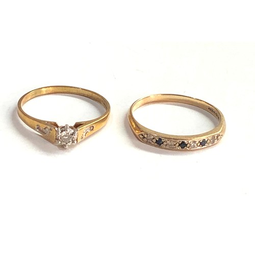 440 - 2 x 9ct gold vintage rings inc. diamond, half eternity (3.9g)