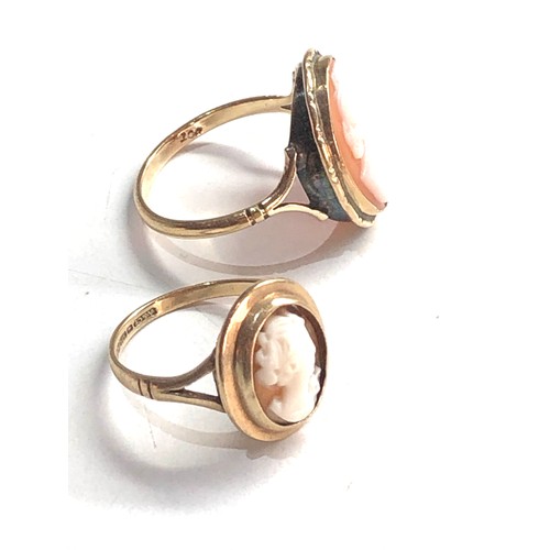 360 - 2 x 9ct gold shell cameo rings (5.1g)