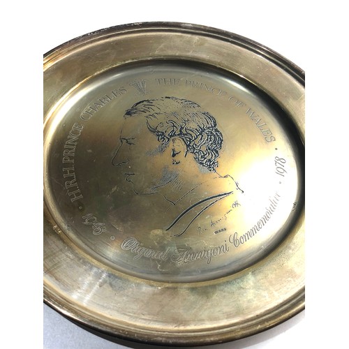 50 - H.R.H Prince Charles silver annigoni commemorative plate 1978 weight 200g